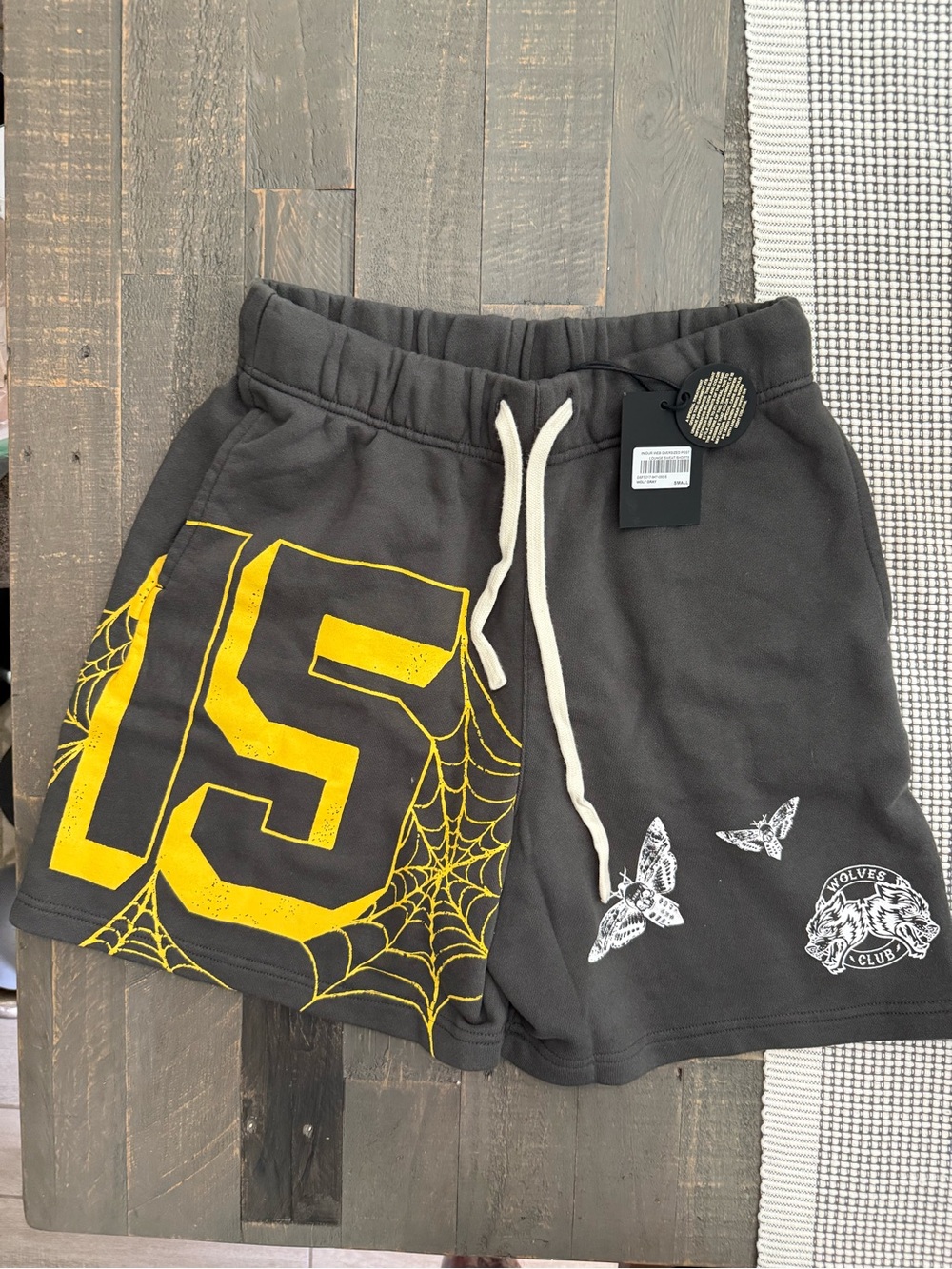 New Darc Sport Men's Charcoal Shorts with Yellow Graphic